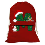 Initial Christmas Drawstring Sack - Reindeer