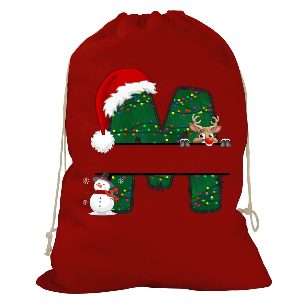 Initial Christmas Drawstring Sack - Reindeer