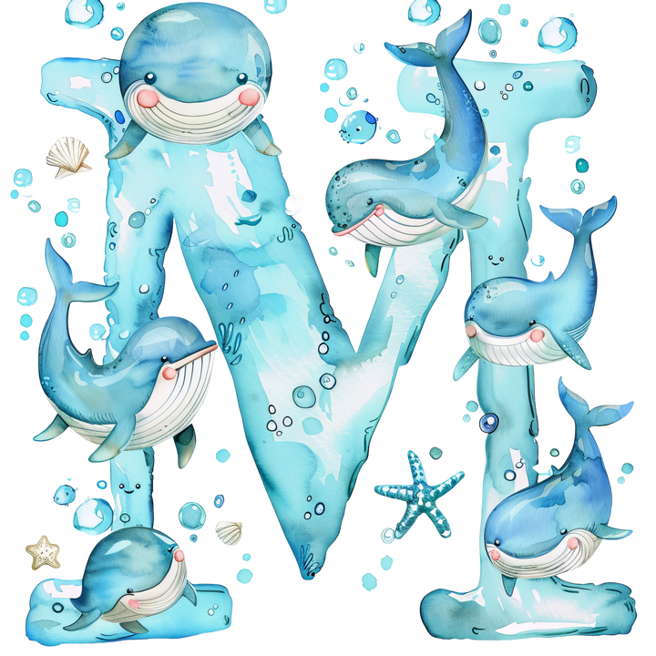Whale Initial Hooded Towel