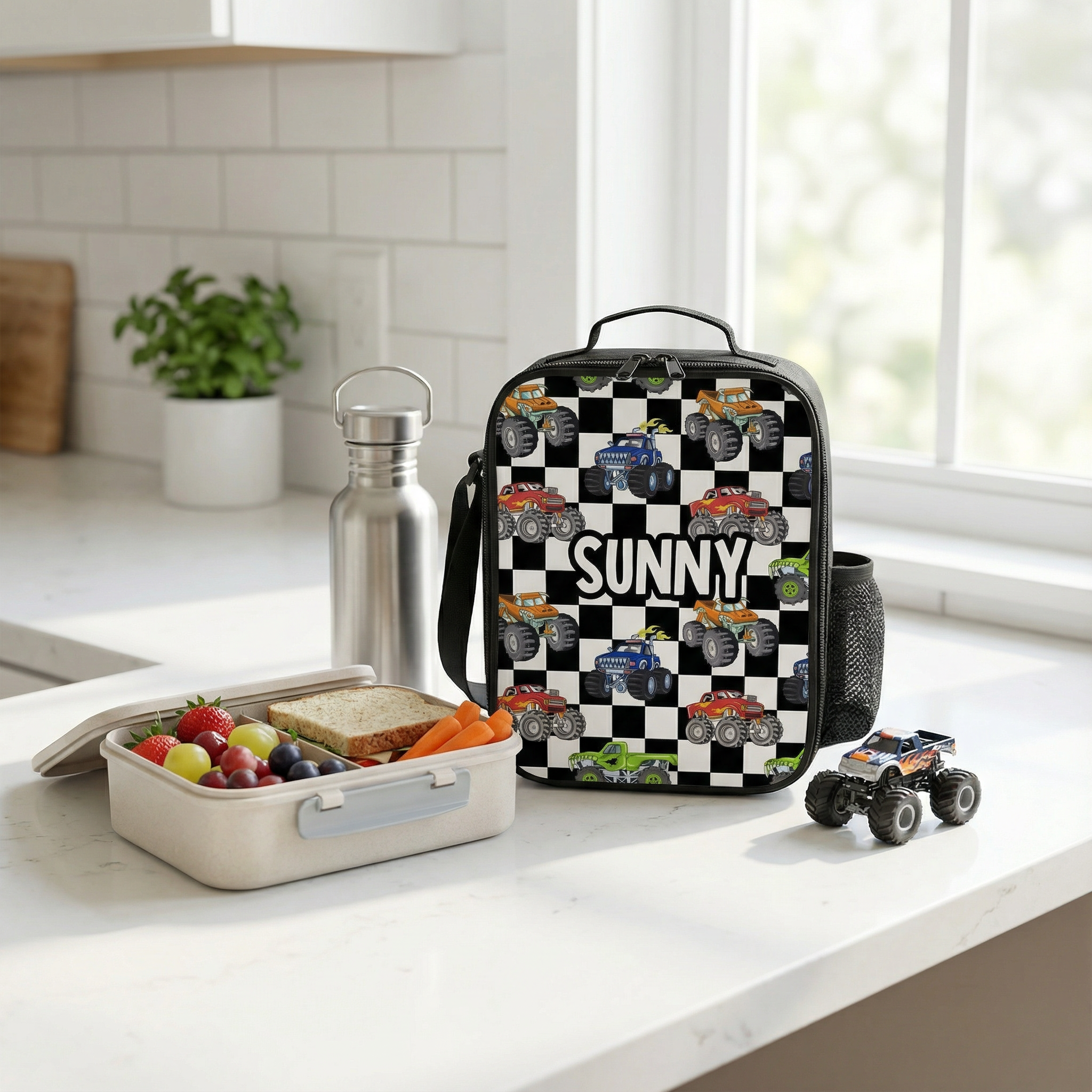 custom monster jam lunch bag