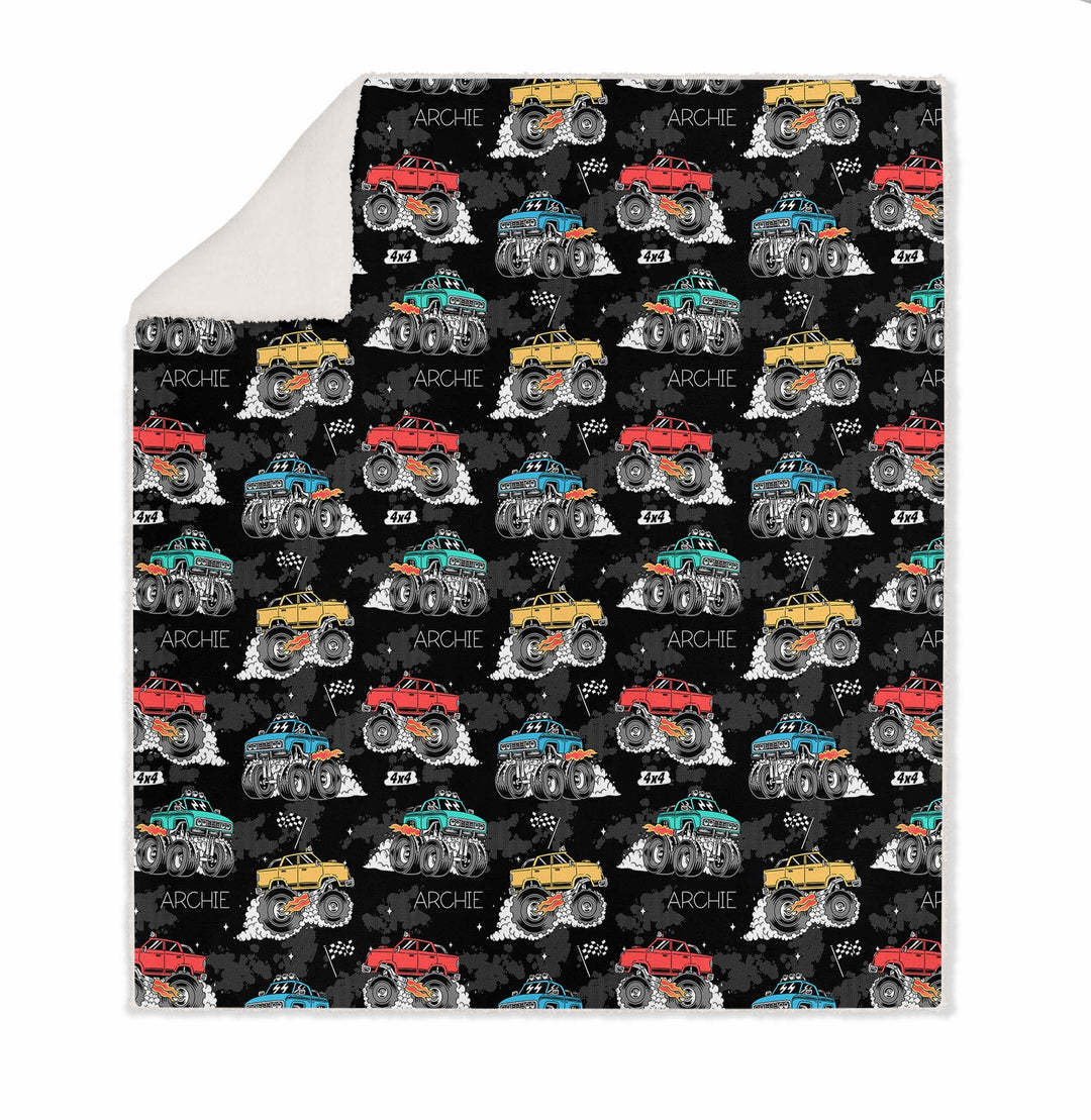 MONSTER TRUCK KIDS BLANKET SHERPA