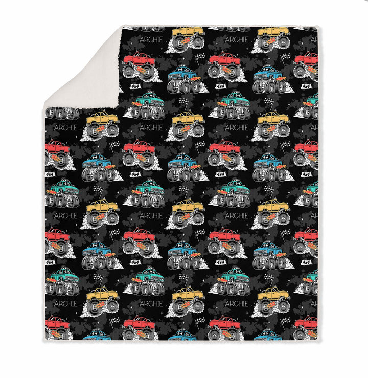 MONSTER TRUCK KIDS BLANKET SHERPA