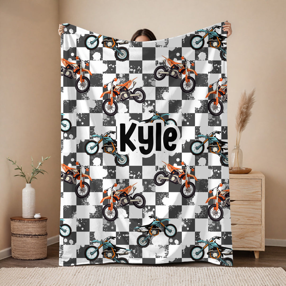 Personalised Motocross Blanket – Boys bike Design