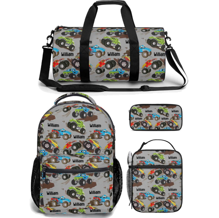 monster trucks backpack lunch bag duffle bag combo