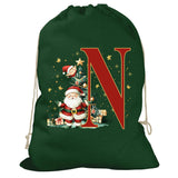 Initial Christmas Drawstring Sack - Santa Claus
