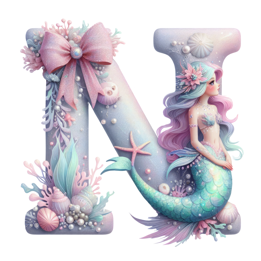 Mermaid Initial Hooded Towel