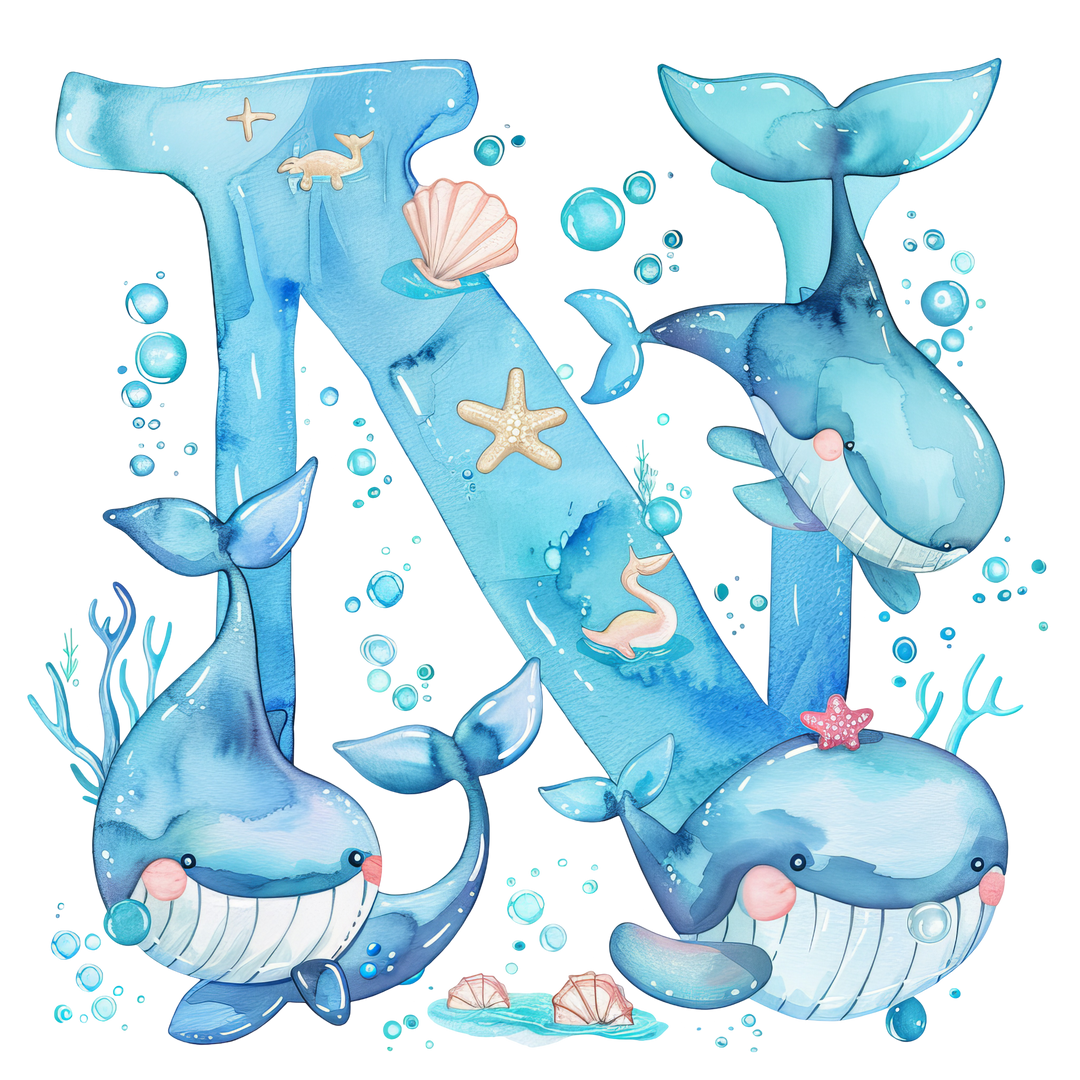 Whale Initial Hooded Towel