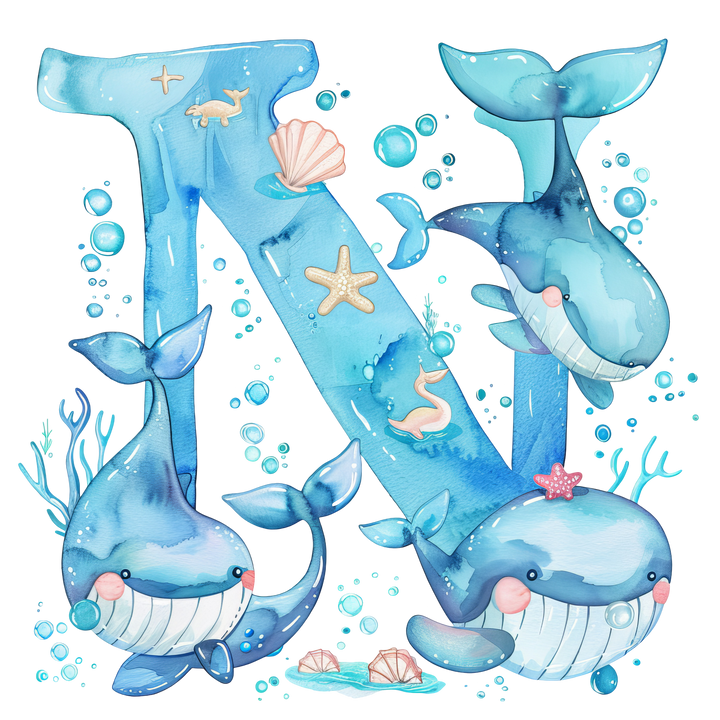 Whale Initial Hooded Towel