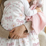 Soft personalised baby blanket with full-edge print and stain-resistant fabric for infants