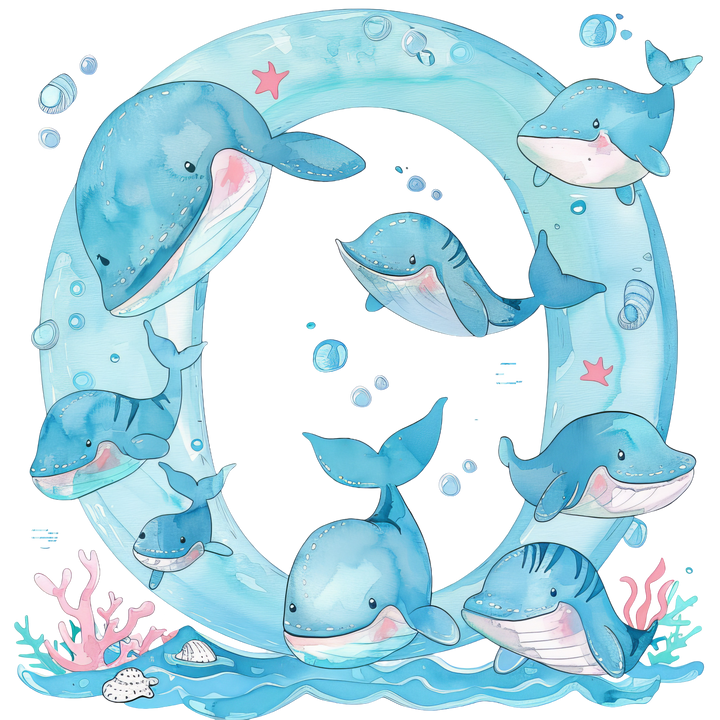 Whale Initial Hooded Towel