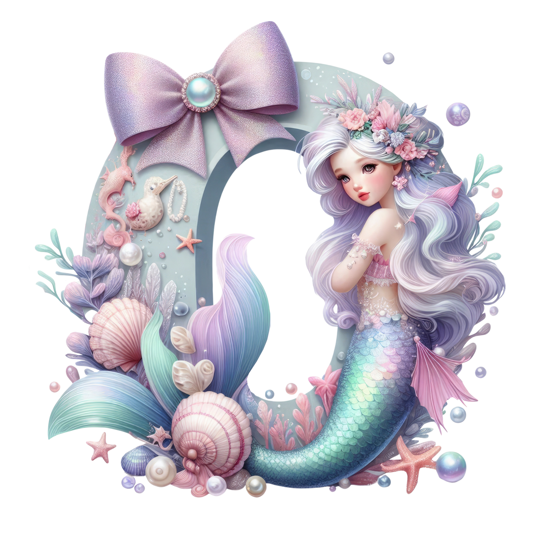 Mermaid Initial Hooded Towel