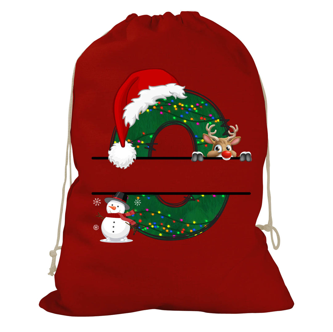 Initial Christmas Drawstring Sack - Reindeer