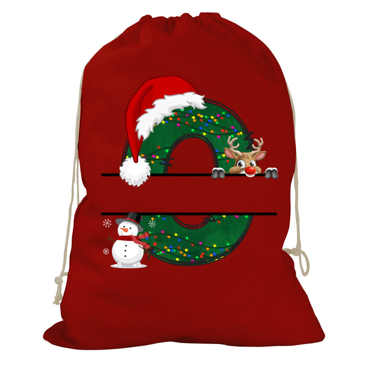 Initial Christmas Drawstring Sack - Reindeer
