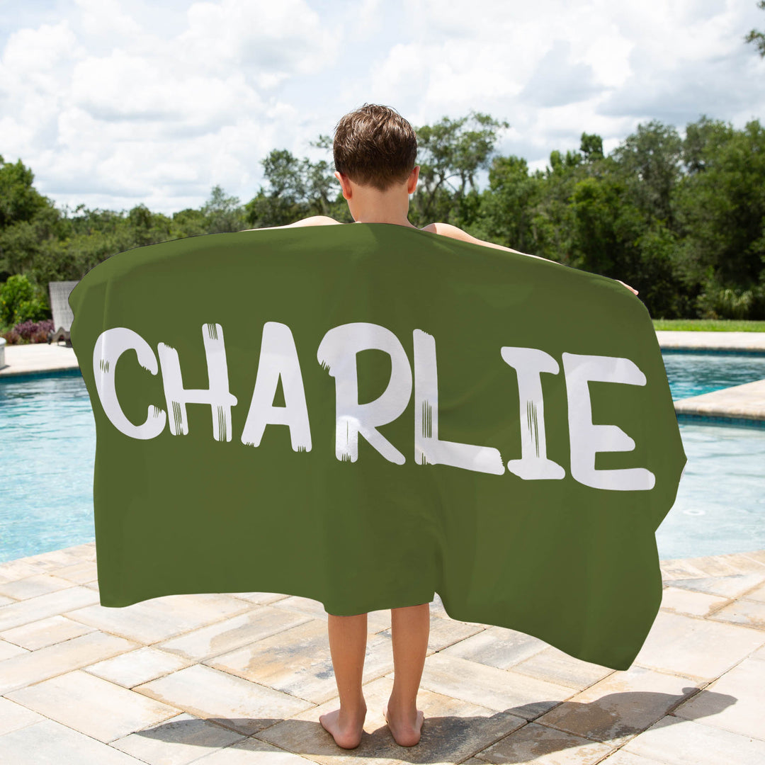 Solid Colour Personalised Kids Beach Towel