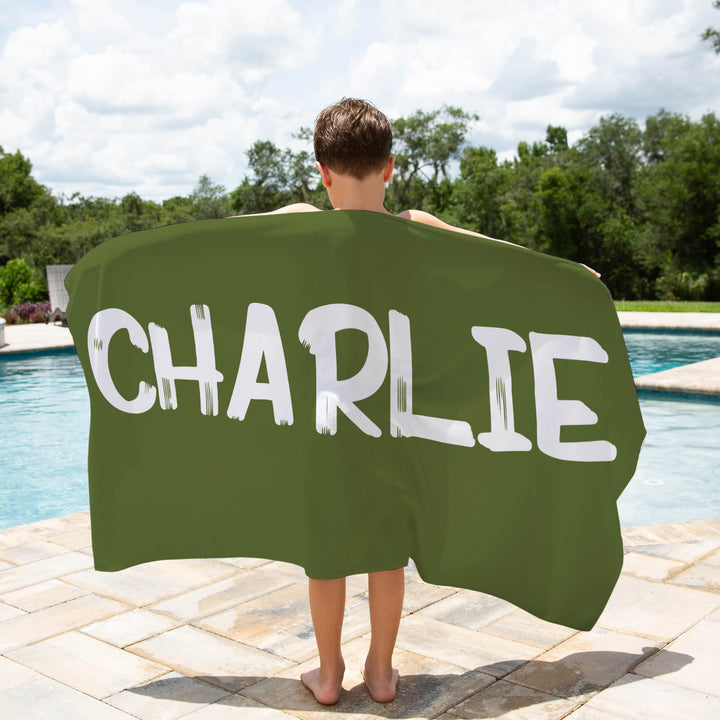 Solid Colour Personalised Kids Beach Towel