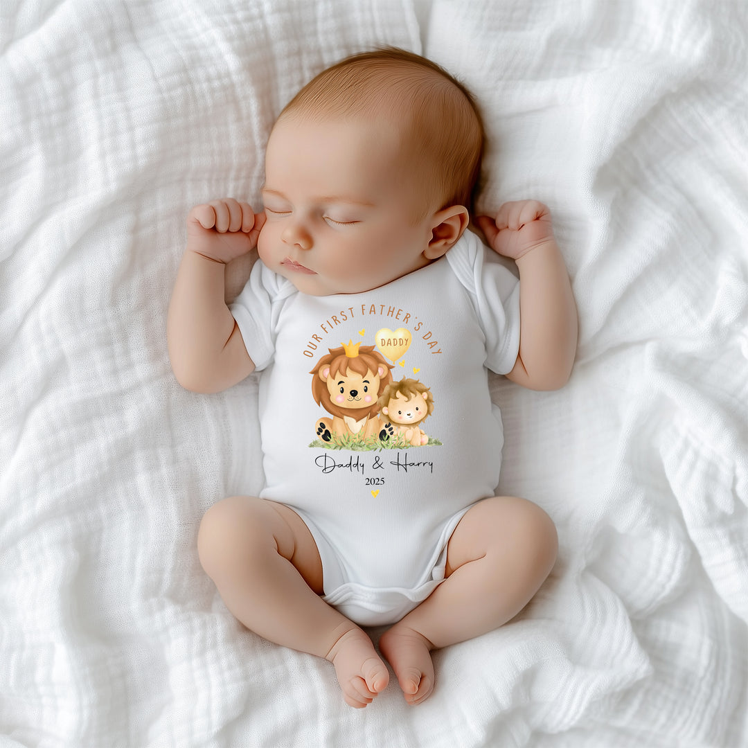 Baby onesie featuring Daddy Lion graphic for Father’s Day gift