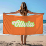 ORANGE RETRO TOWEL CUSTOM NAME