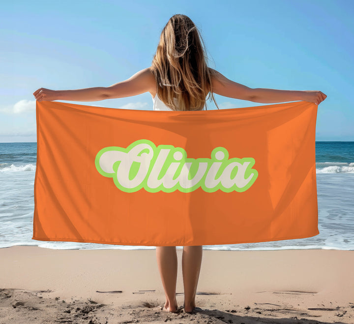 ORANGE RETRO TOWEL CUSTOM NAME
