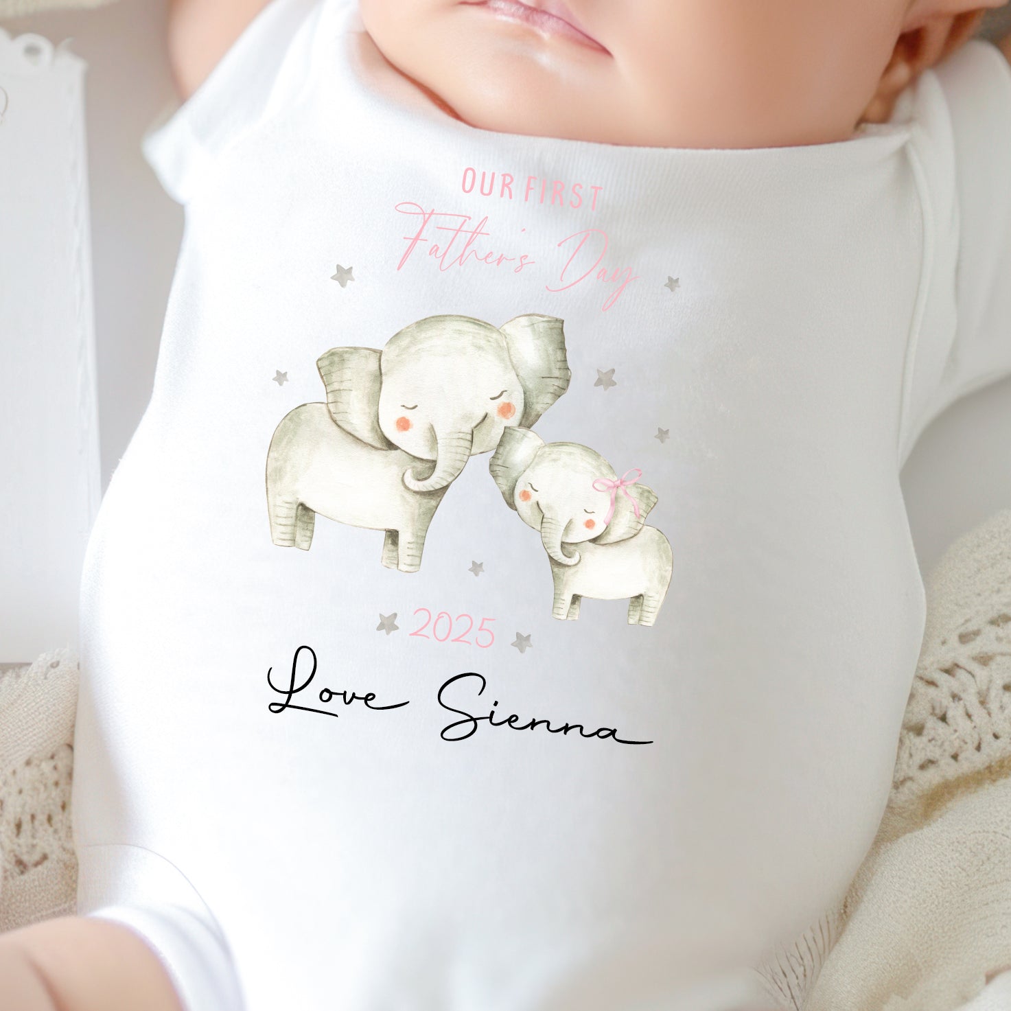 Our First Fathers Day Onesie - Pink