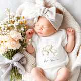 Baby girl Father's Day outfit pink onesie with elephant print and special message