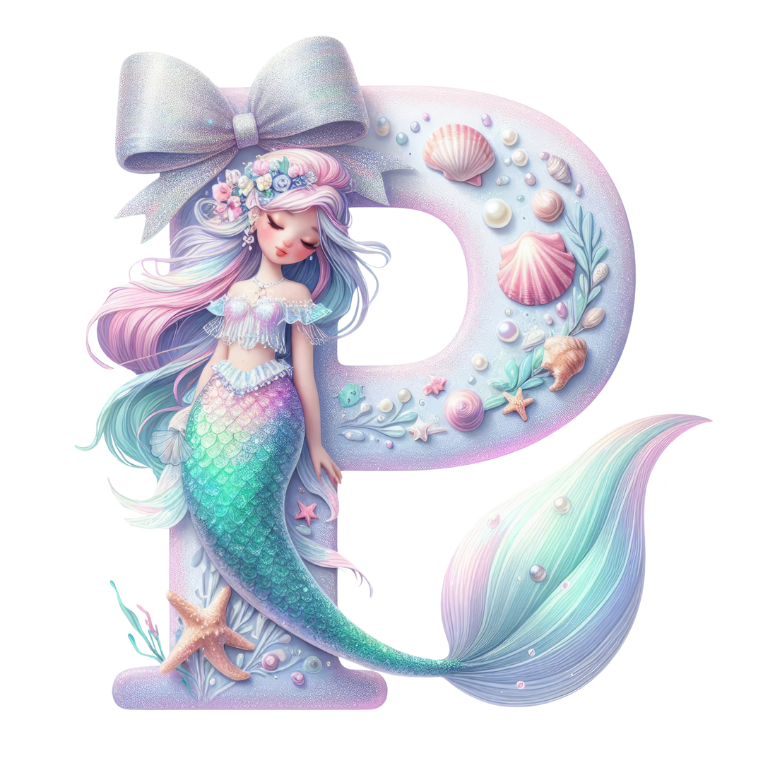 Mermaid Initial Hooded Towel