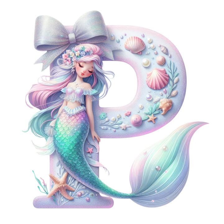 Mermaid Initial Hooded Towel