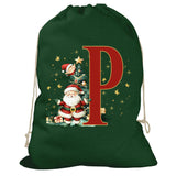 Initial Christmas Drawstring Sack - Santa Claus