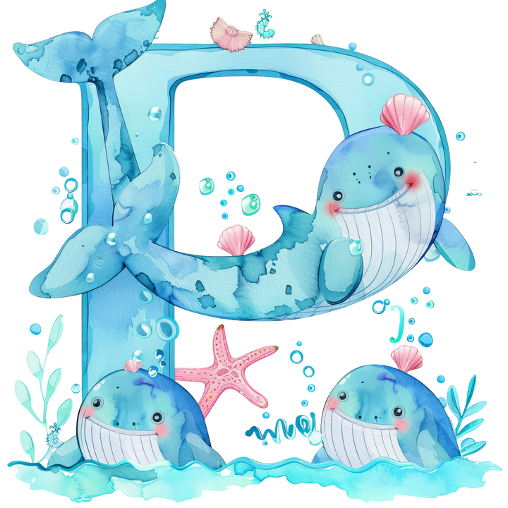 Whale Initial Hooded Towel