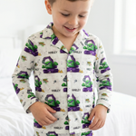 Personalised kids pyjamas long sleeve all-over print with name customization for cozy sleepwear
