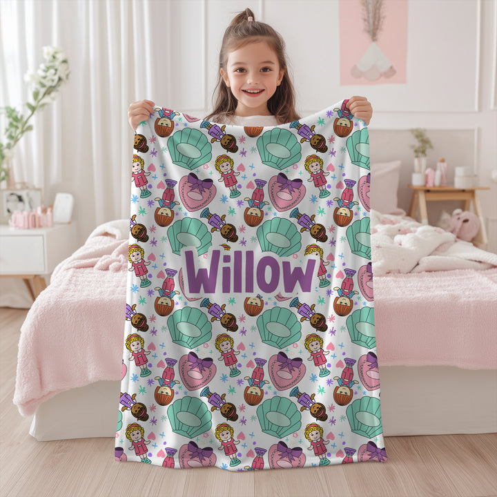 Personalised polly pocket Blanket – girls doll Design