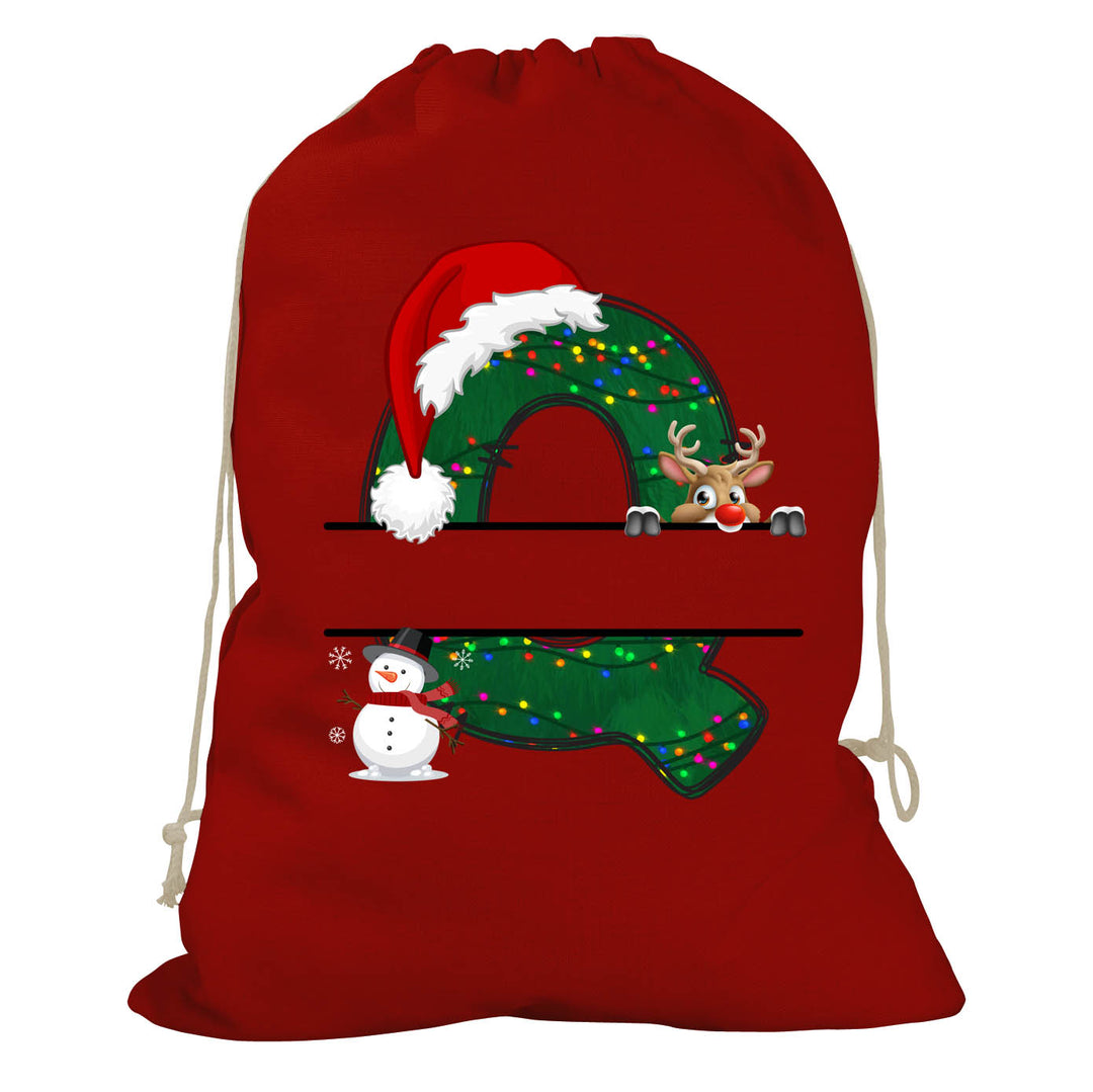 Initial Christmas Drawstring Sack - Reindeer