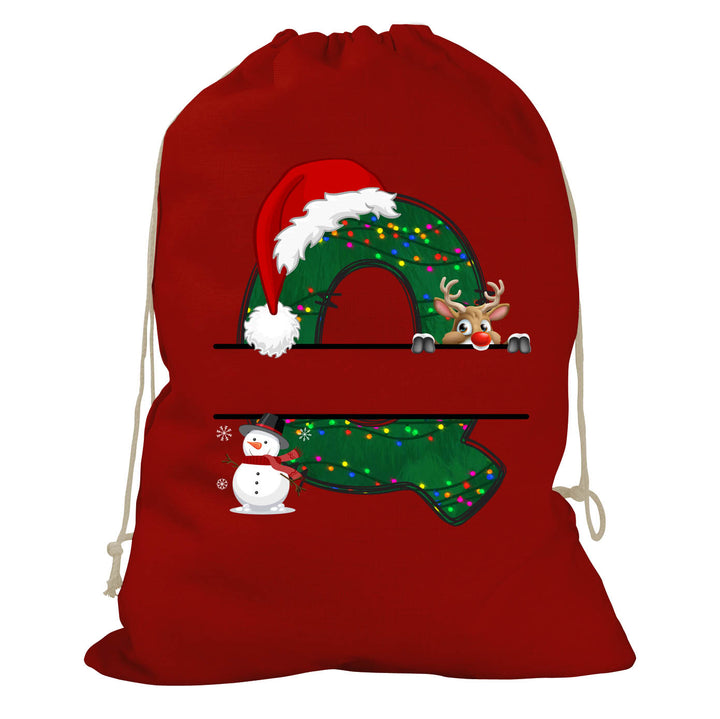 Initial Christmas Drawstring Sack - Reindeer