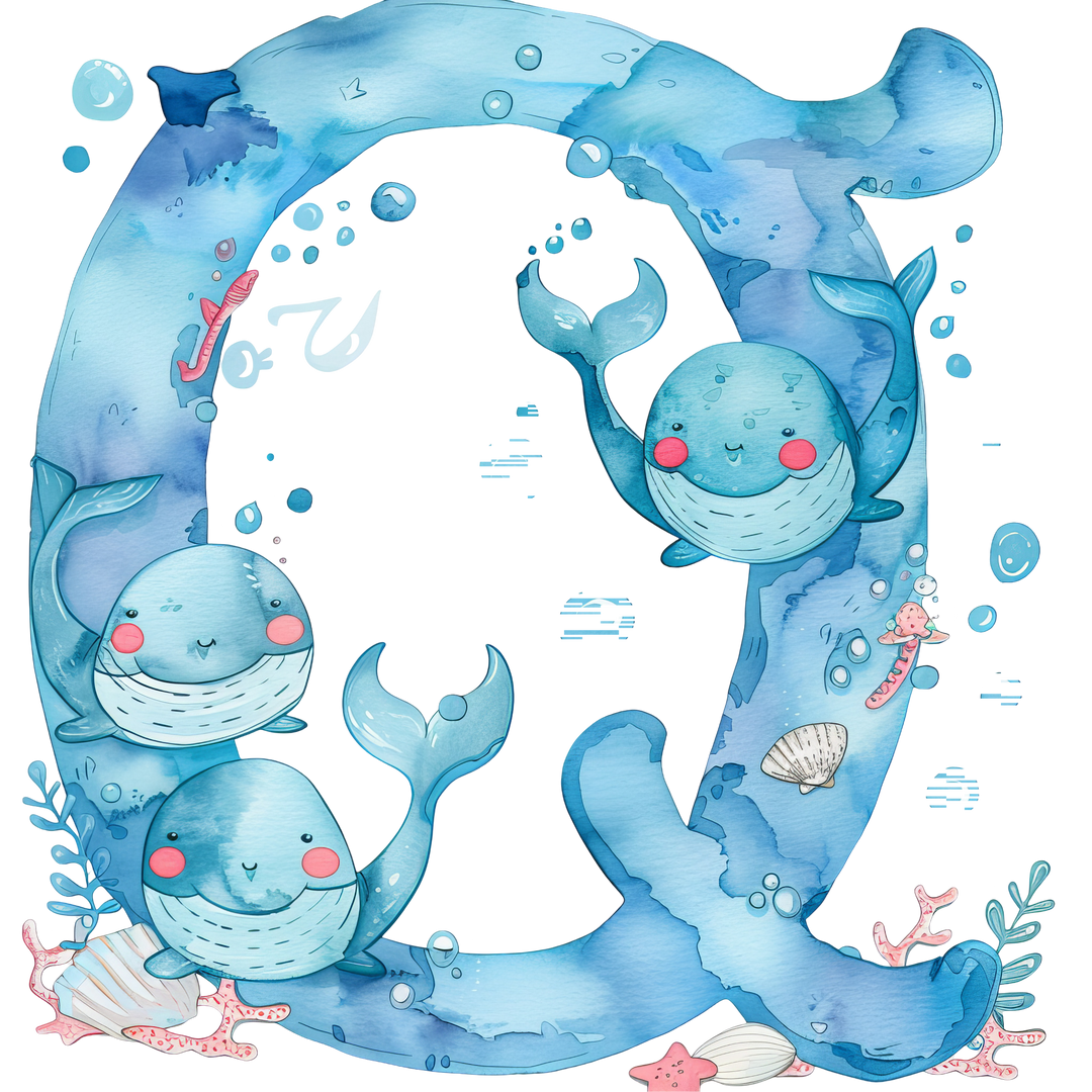 Whale Initial Hooded Towel