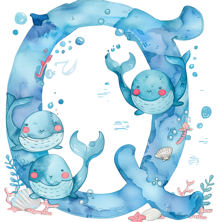 Whale Initial Hooded Towel