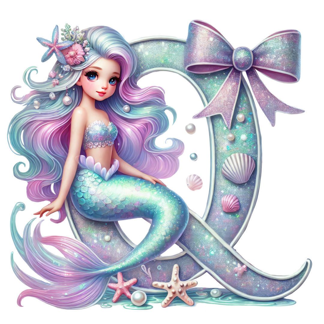 Mermaid Initial Hooded Towel