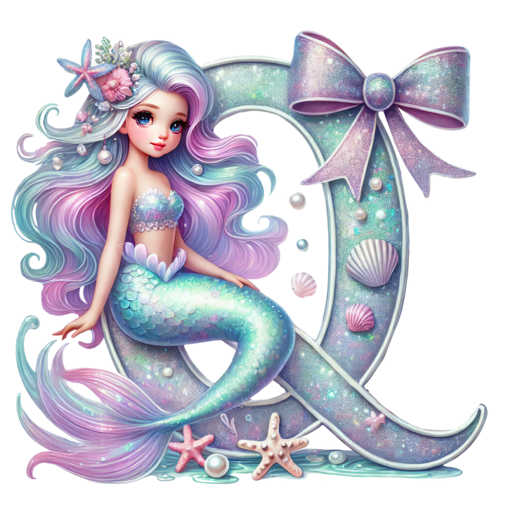 Mermaid Initial Hooded Towel