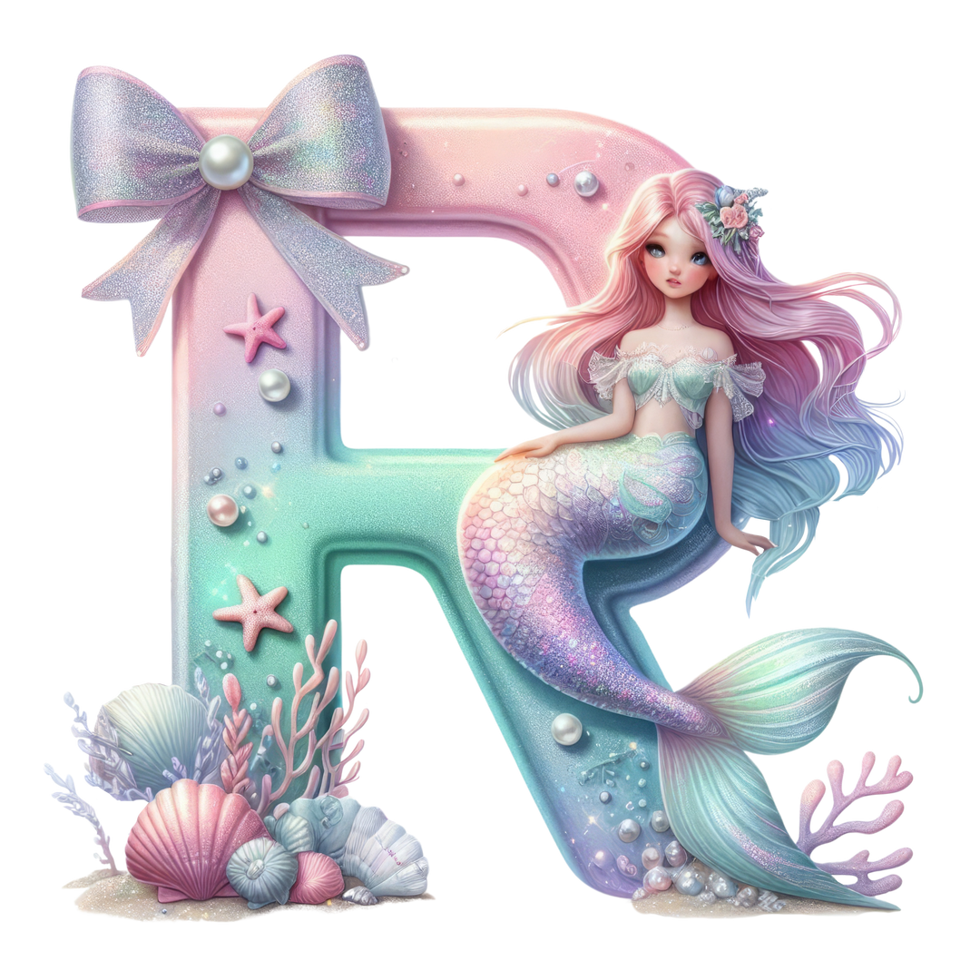 Mermaid Initial Hooded Towel