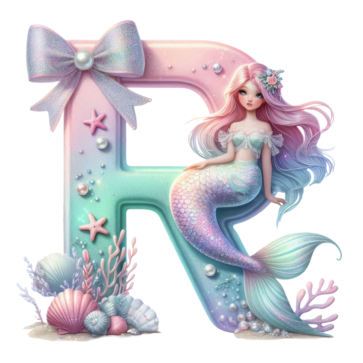 Mermaid Initial Hooded Towel