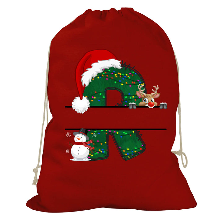 Initial Christmas Drawstring Sack - Reindeer