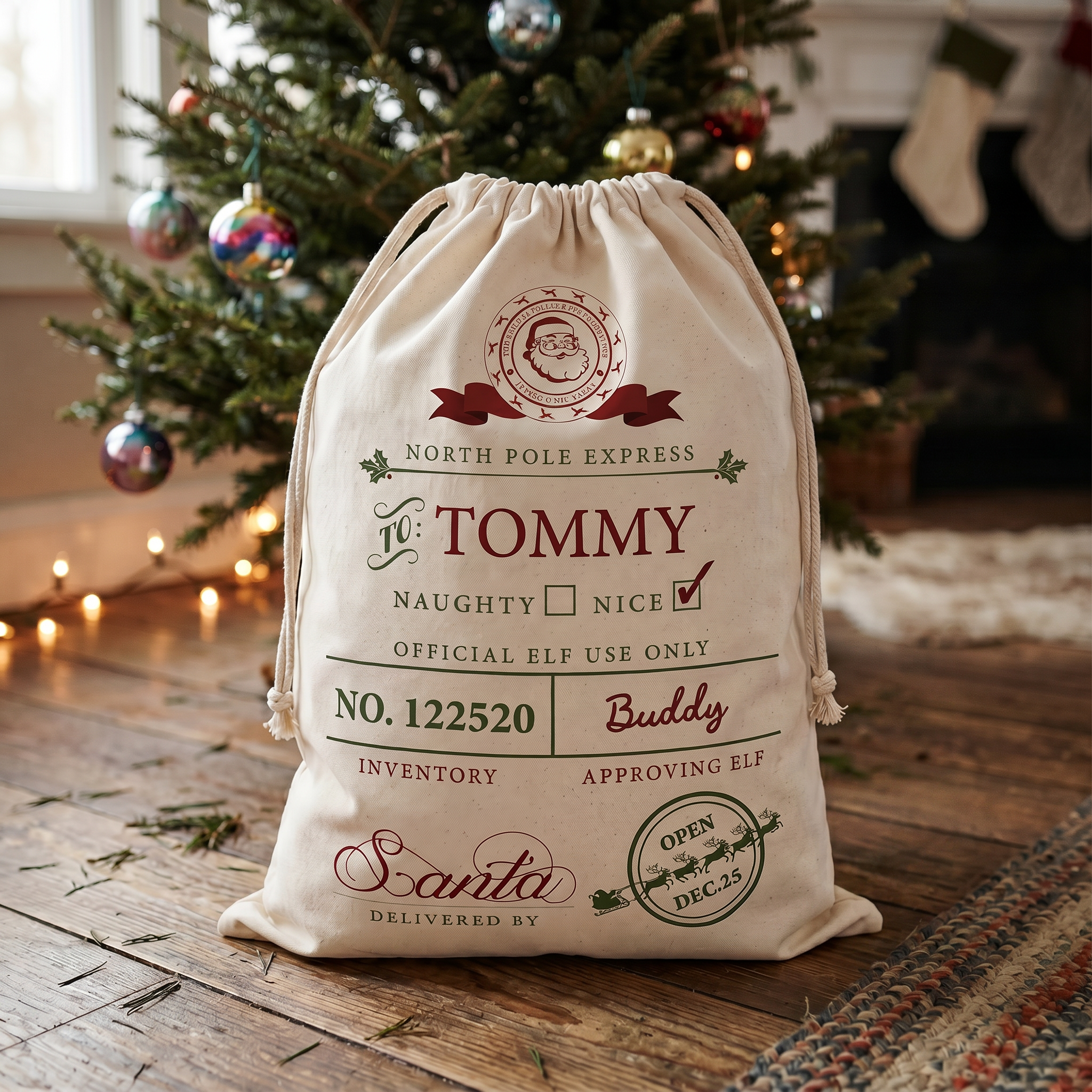 Personalised Naughty or Nice Santa Sack