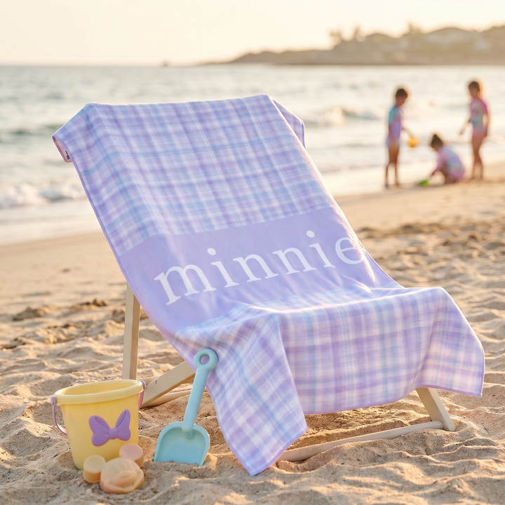 Personalised Watercolour Plaid Beach Towel