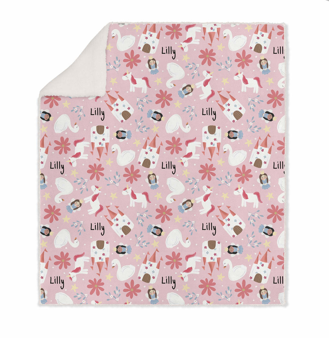 GIRLS SHERPA BLANKET PRINCESS PERSONALISED