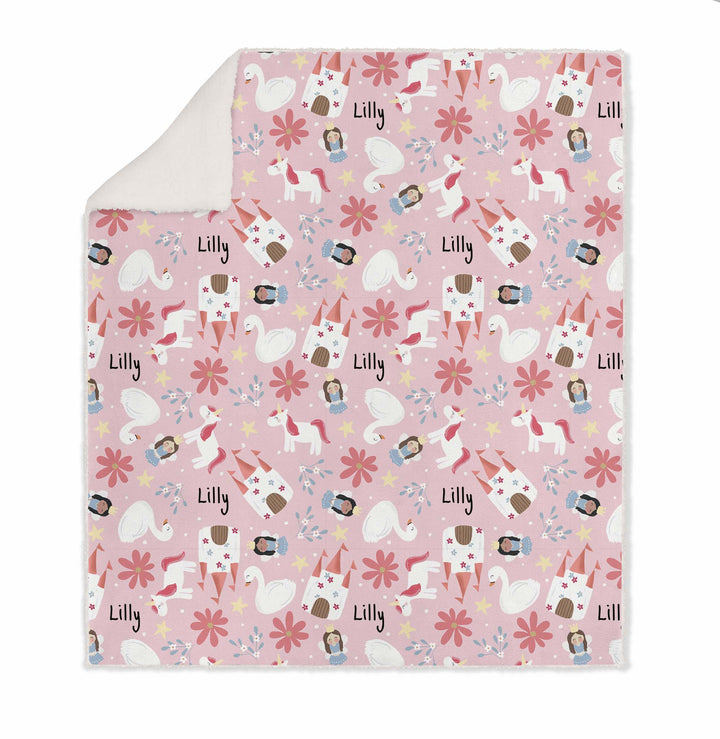 GIRLS SHERPA BLANKET PRINCESS PERSONALISED