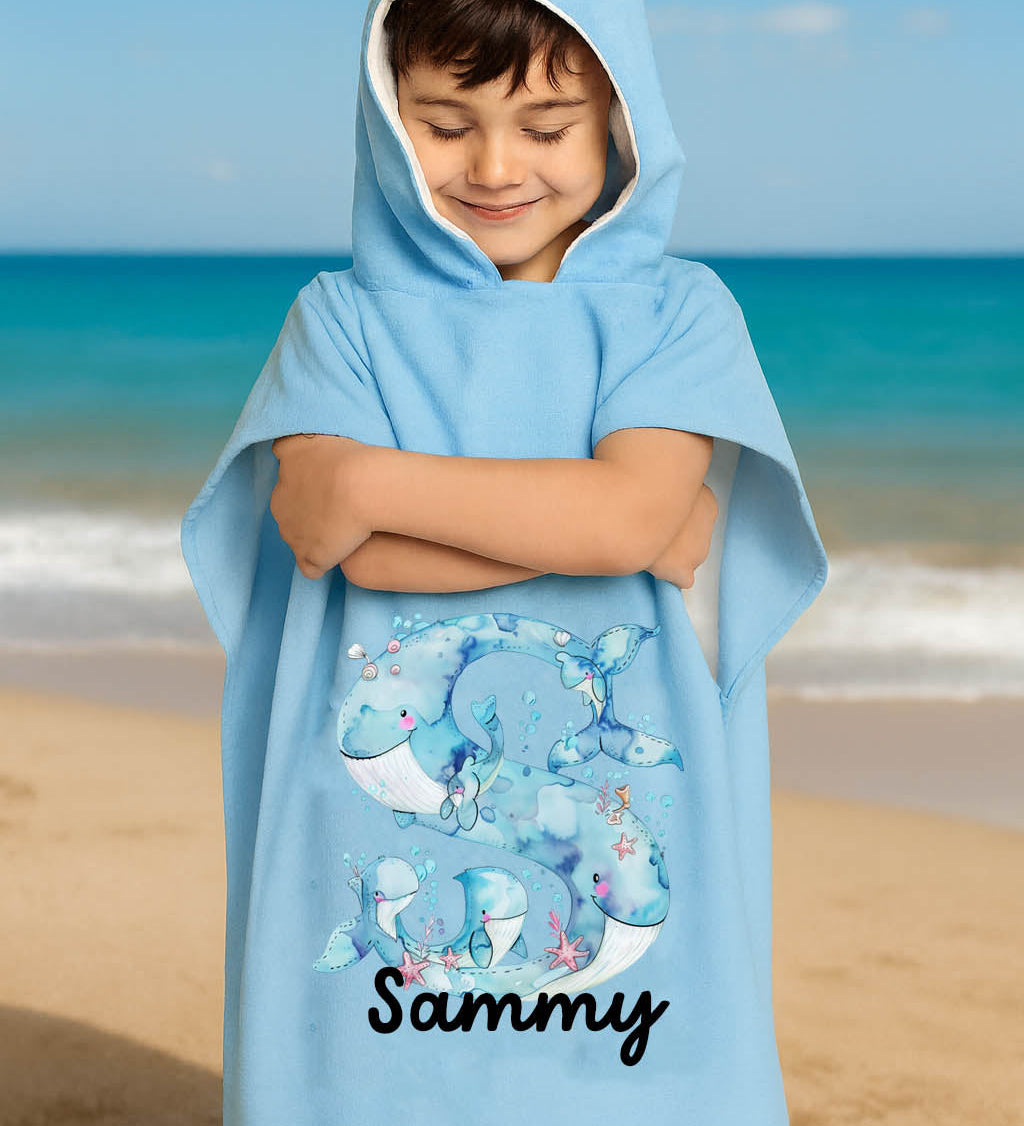 BLUE HOOED BEACH TOWEL FOR BOYS