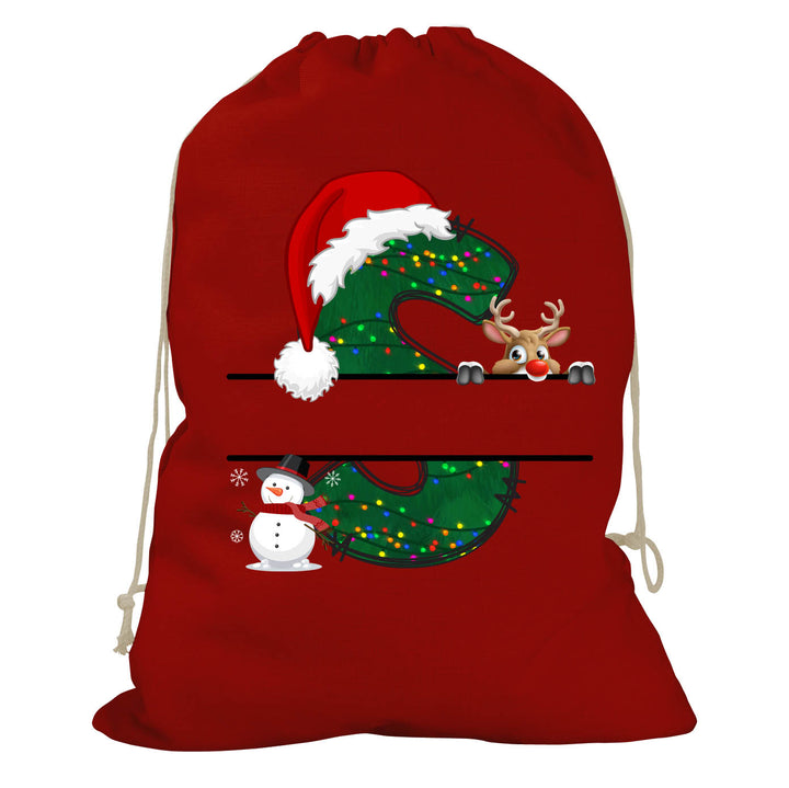 Initial Christmas Drawstring Sack - Reindeer