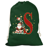 Initial Christmas Drawstring Sack - Santa Claus