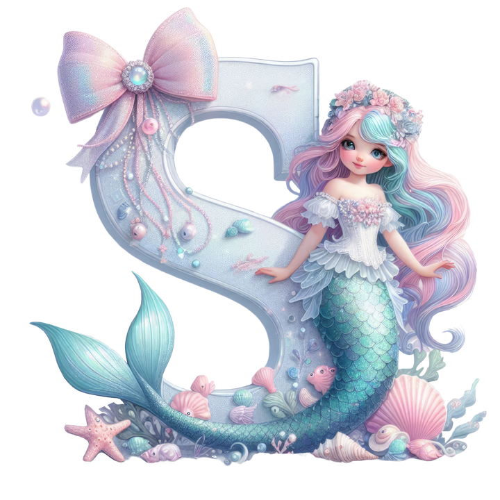 Mermaid Initial Hooded Towel
