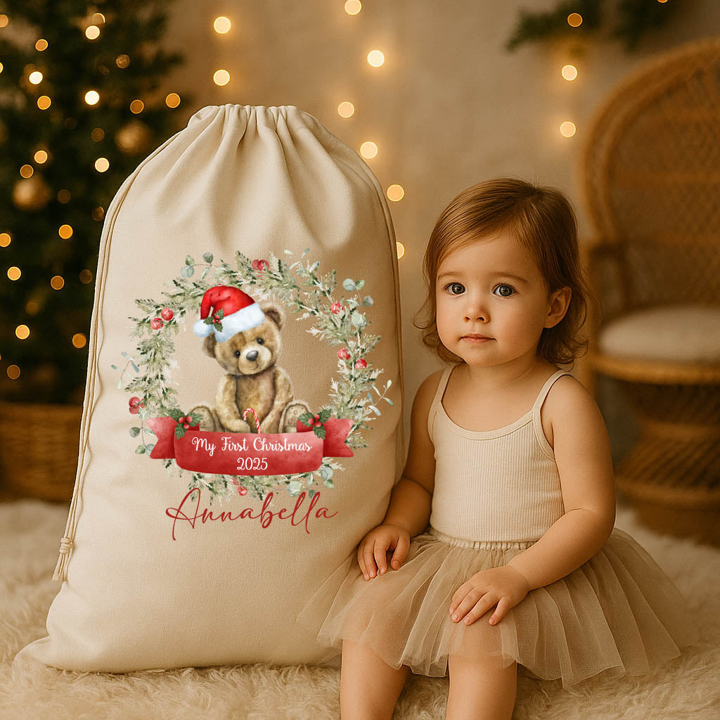Teddy Bears First Christmas Santa Sack - the custom co