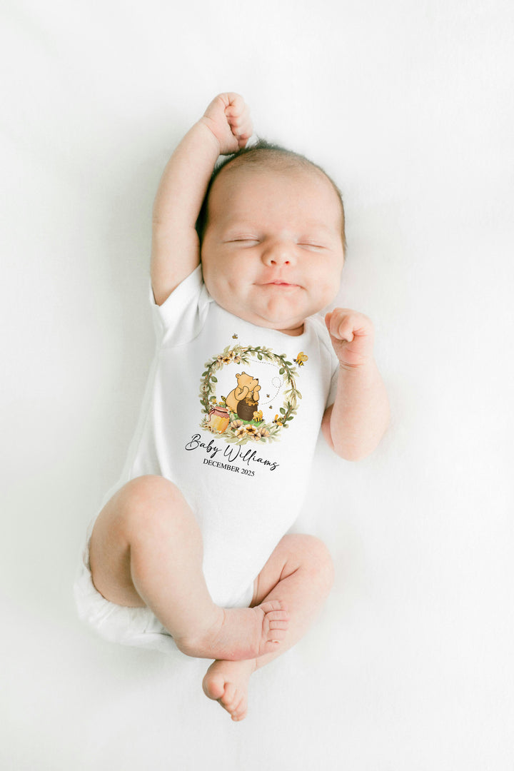 Winnie the Pooh themed Hunny Baby Onesie – comfy and cute newborn clothing