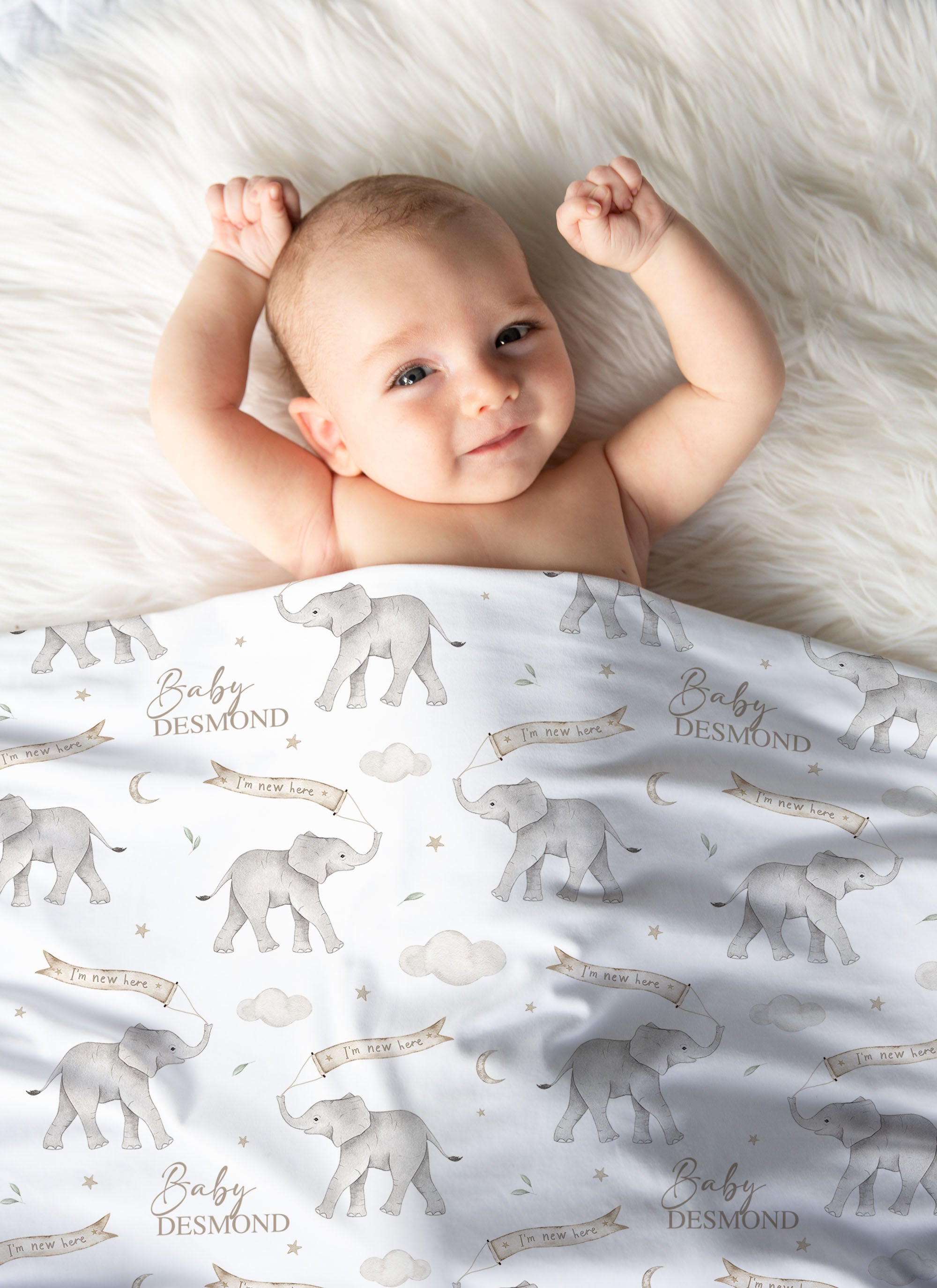 i'm new here swaddle with name